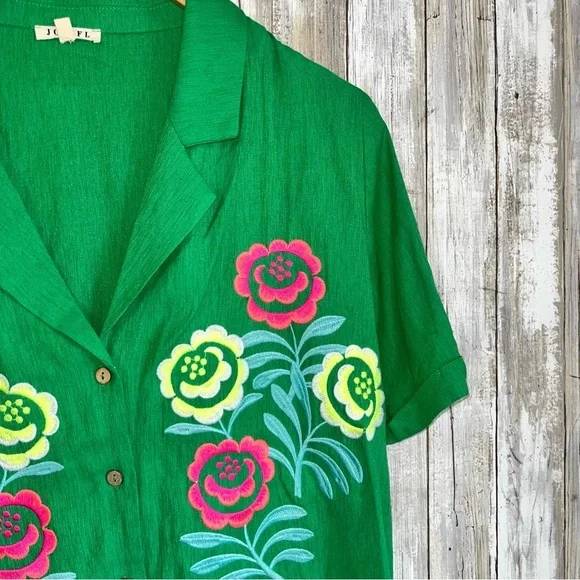 Jodifl Green Embroidered Floral Button Blouse/Cardigan - Picture 4 of 5